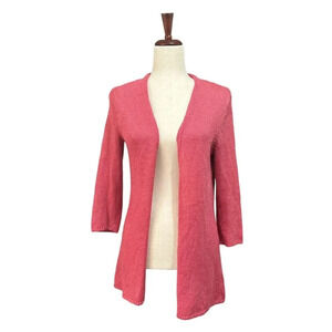 J. Jill Sweater‎ Extra Small XS Women's Coral Linen & Rayon Open Front Cardigan